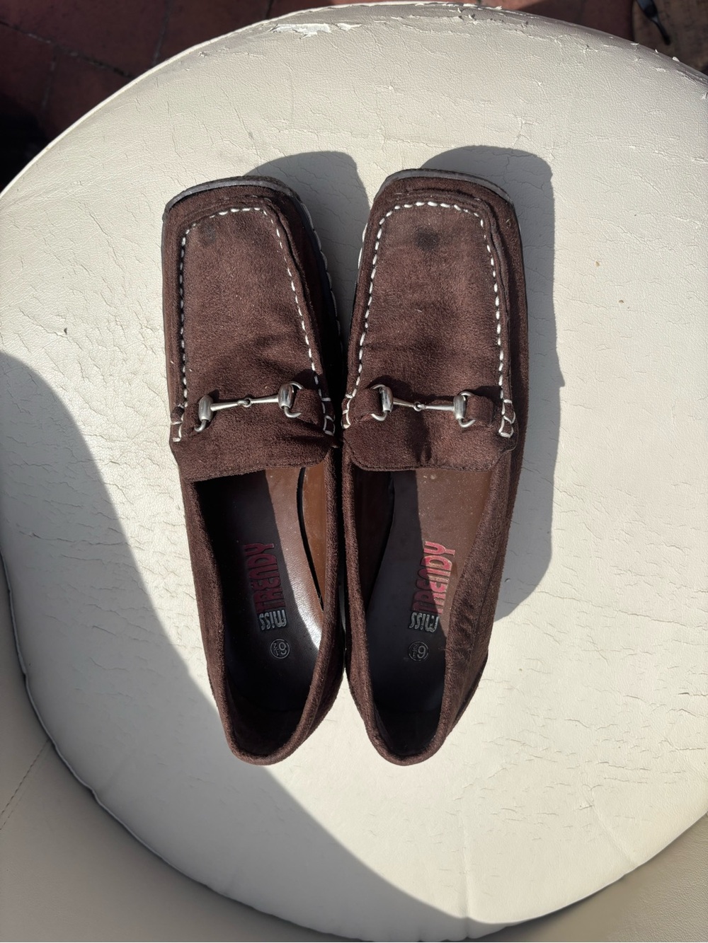 Brown Suede Moccasin Loafers with Metal Bit - Slip-On Flats